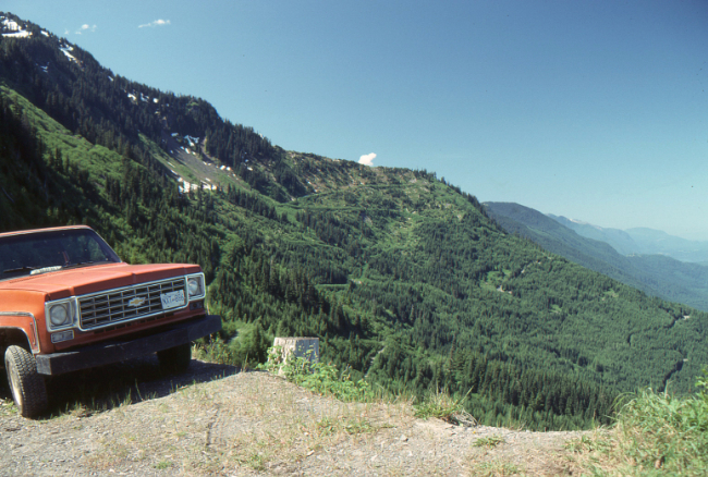 On the road to access the Ridge Trail from the west, June 1989.