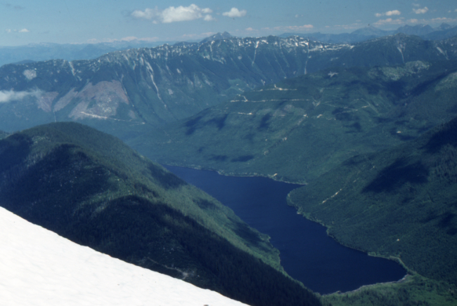 Wahleach Lake, from Cheam Peak summit, July 1989