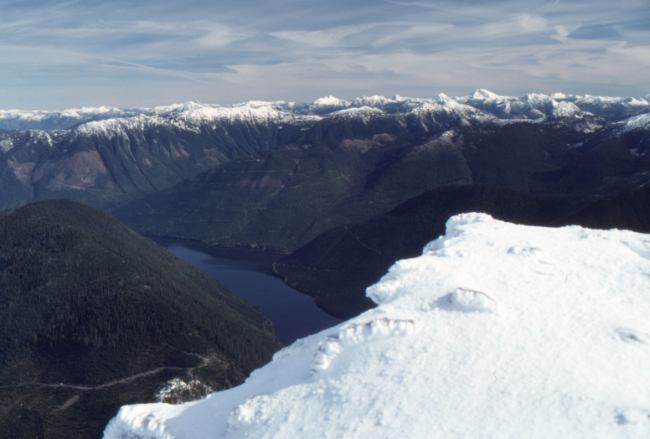 Wahleach Lake from Cheam Peak, October 1989.