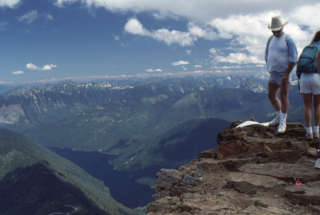 Cheam Peak summit, with Wahleach Lake below to the northeast