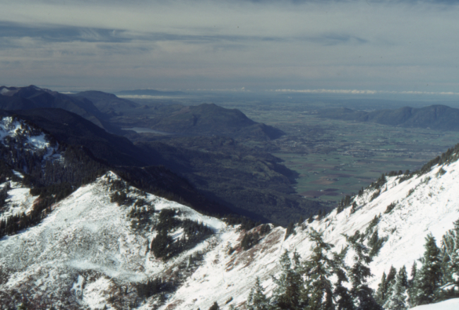 Cultus Lake, from the ridge on the Cheam Peak Trail, October 1989.