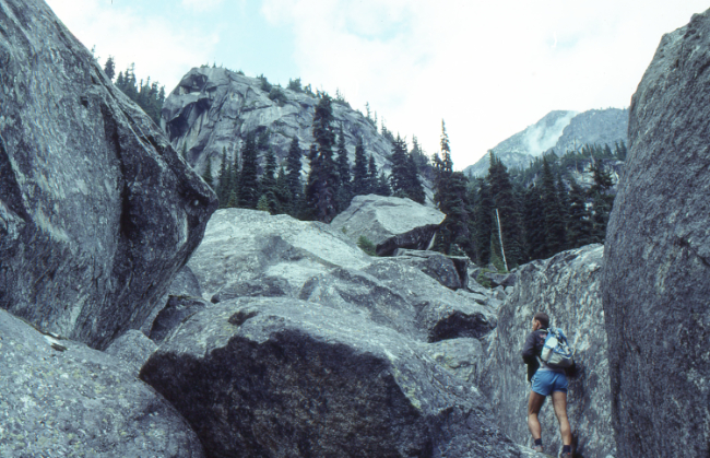 Murray Lundberg climbing the north shore of Hanging Lake - near Chilliwack, BC.