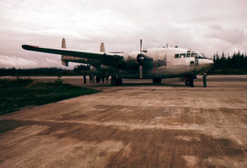 Bill Lythgoe Photo: Fairchild C-119 Flying Boxcar, Port Hardy, ca. 1955