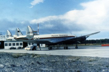 Bill Lythgoe Photo: N1593V, Pacific Northern Lockheed L749A Constellation, Port Hardy, 1950s