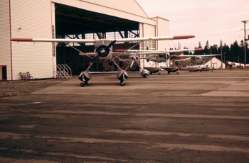 Bill Lythgoe Photo: PWA planes at Port Hardy, Oct. 4, 1956
